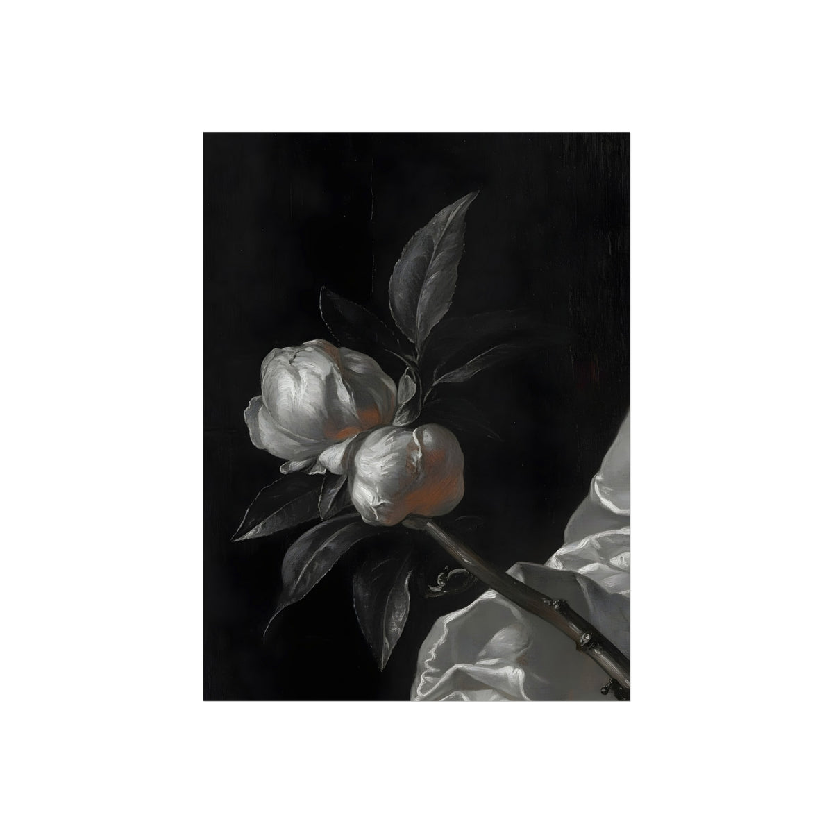 Two White Roses, art print, view 3