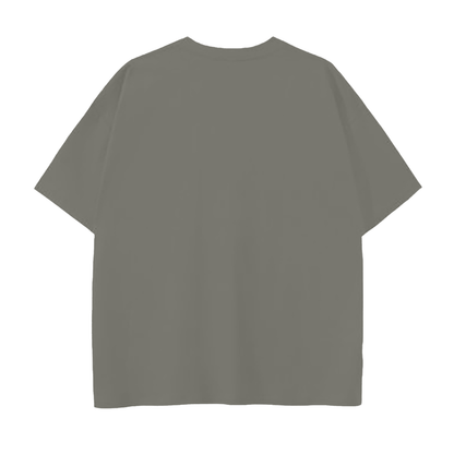 Unisex 250 GSM Drop Shoulder Cotton T-Shirt in smokey olive, alternate angle
