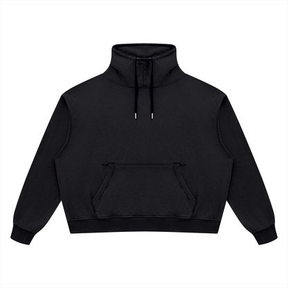 Unisex 420 GSM Vintage Wash Boxy Hoodie in black