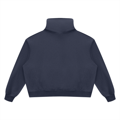 Unisex 420 GSM Vintage Wash Boxy Hoodie in navy blue, alternate angle