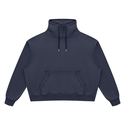 Unisex 420 GSM Vintage Wash Boxy Hoodie in navy blue