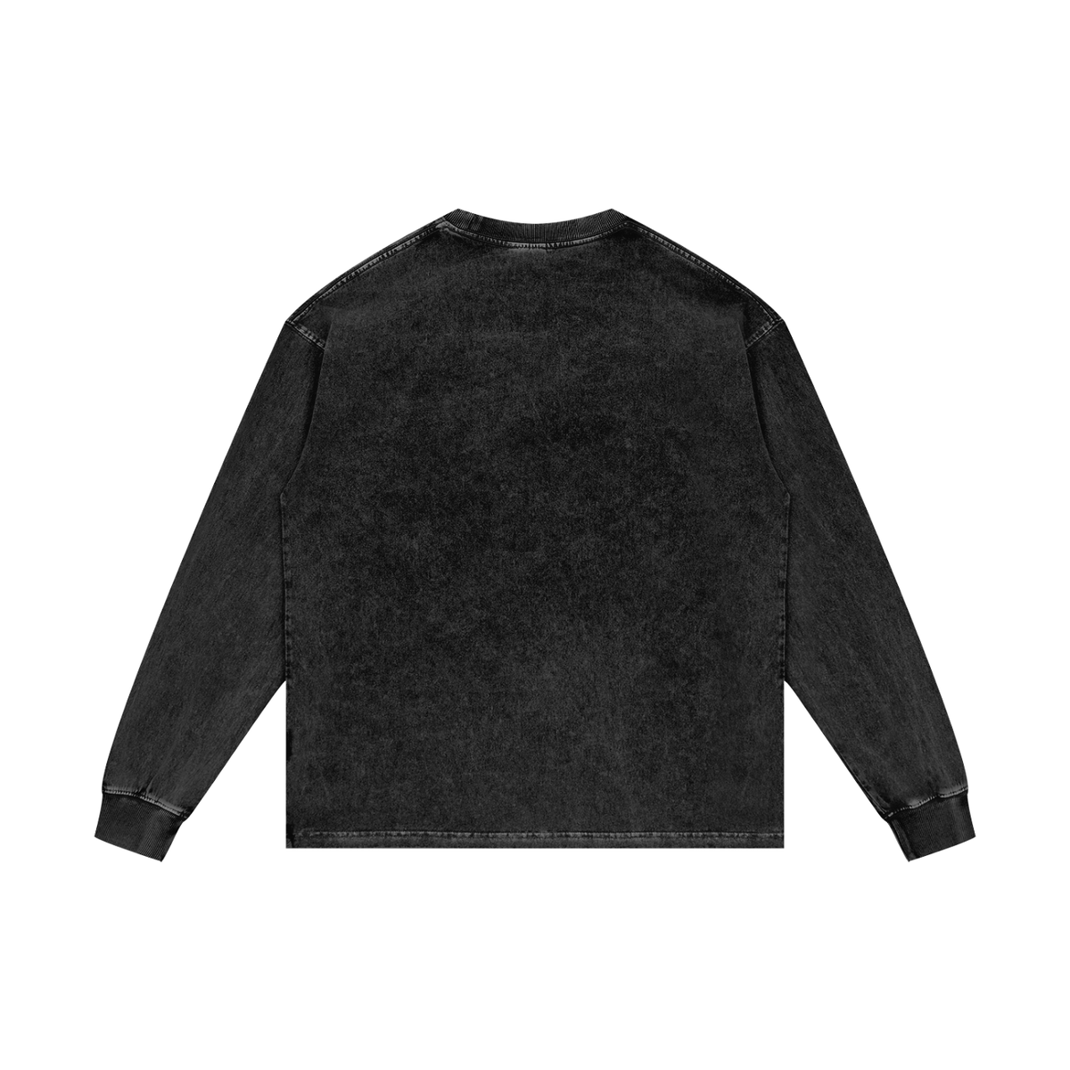 Unisex Acid Wash Oversize Long Sleeve T-Shirt in black beauty, alternate angle