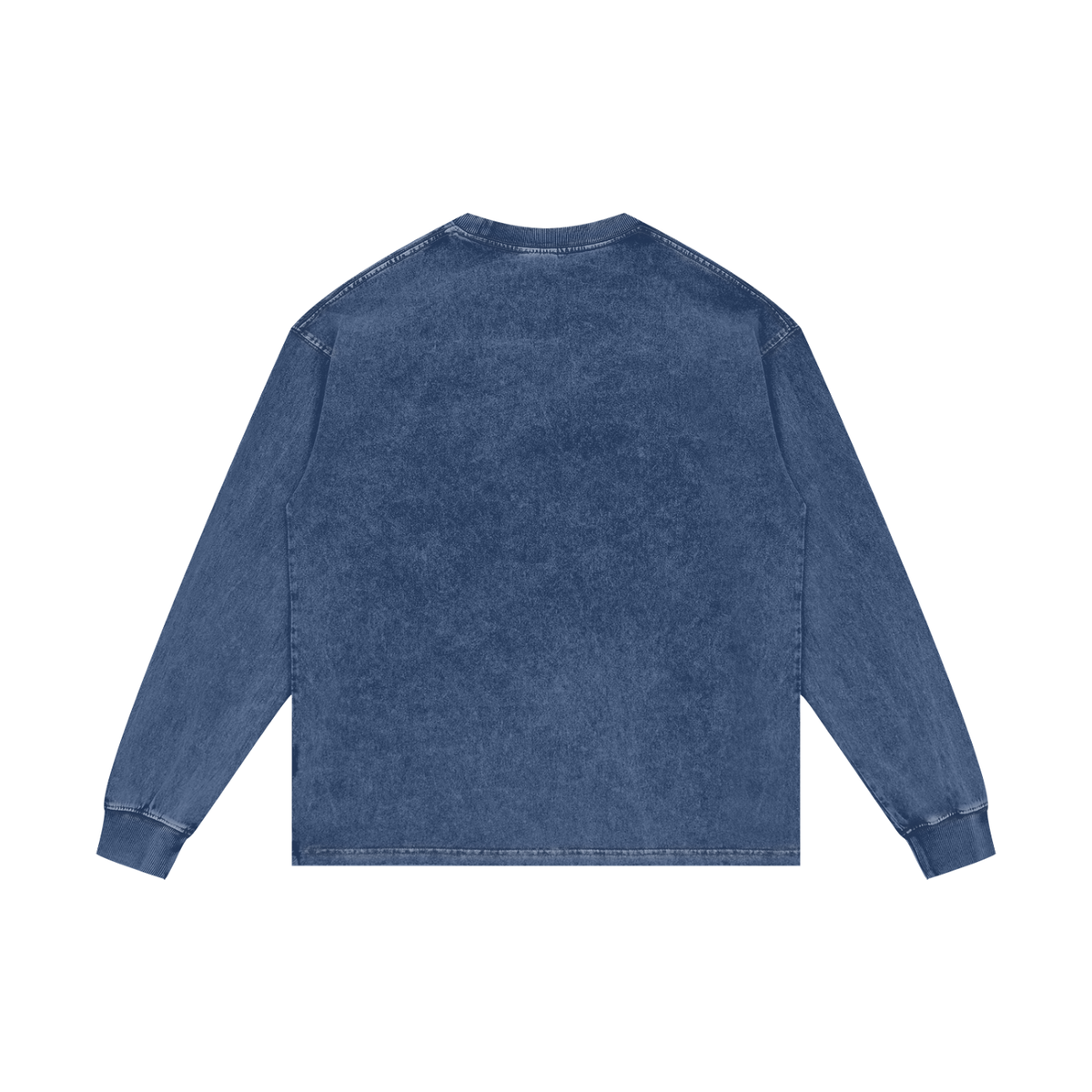 Unisex Acid Wash Oversize Long Sleeve T-Shirt in dark blue, alternate angle