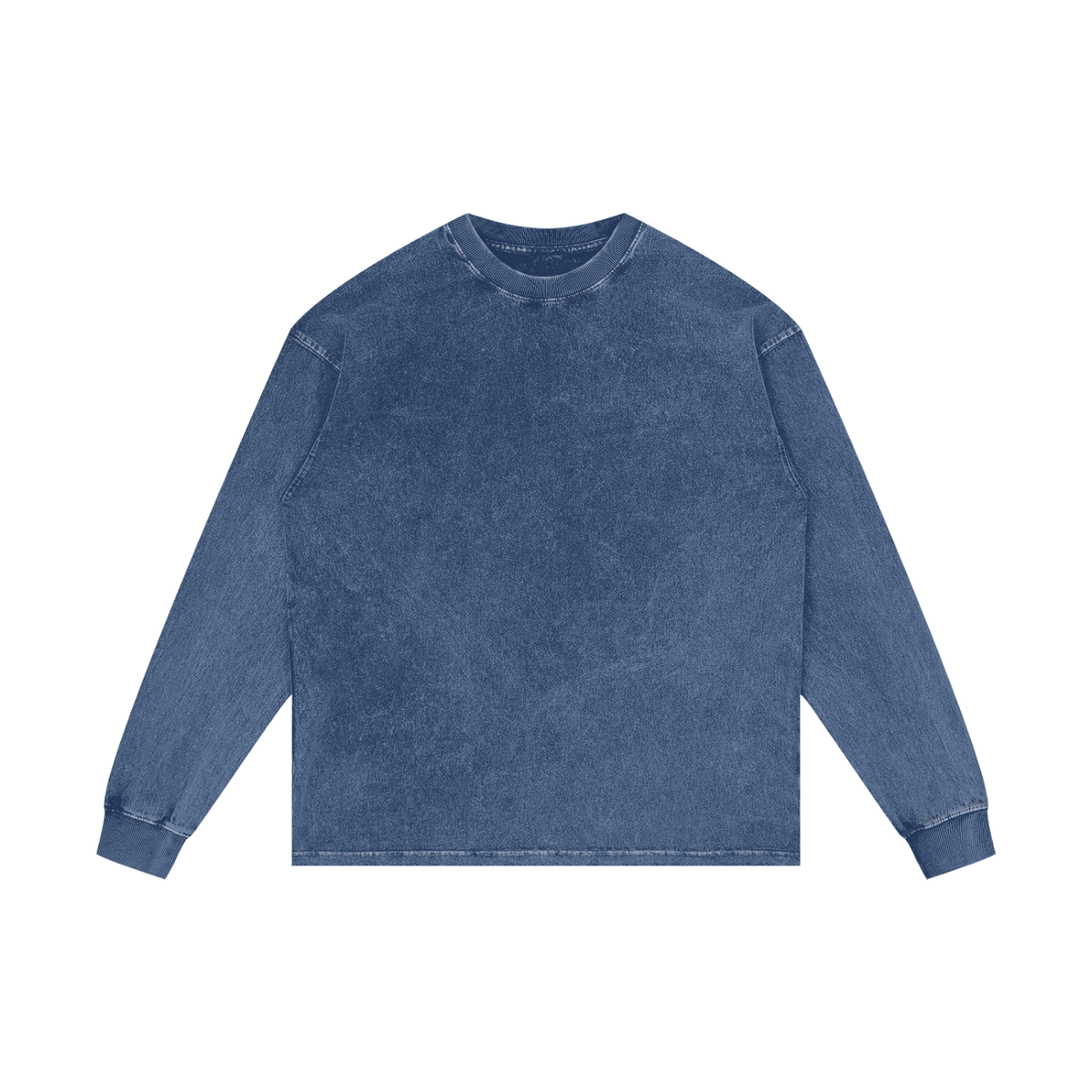 Unisex Acid Wash Oversize Long Sleeve T-Shirt in dark blue
