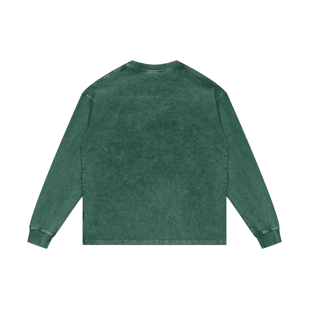 Unisex Acid Wash Oversize Long Sleeve T-Shirt in dark green, alternate angle