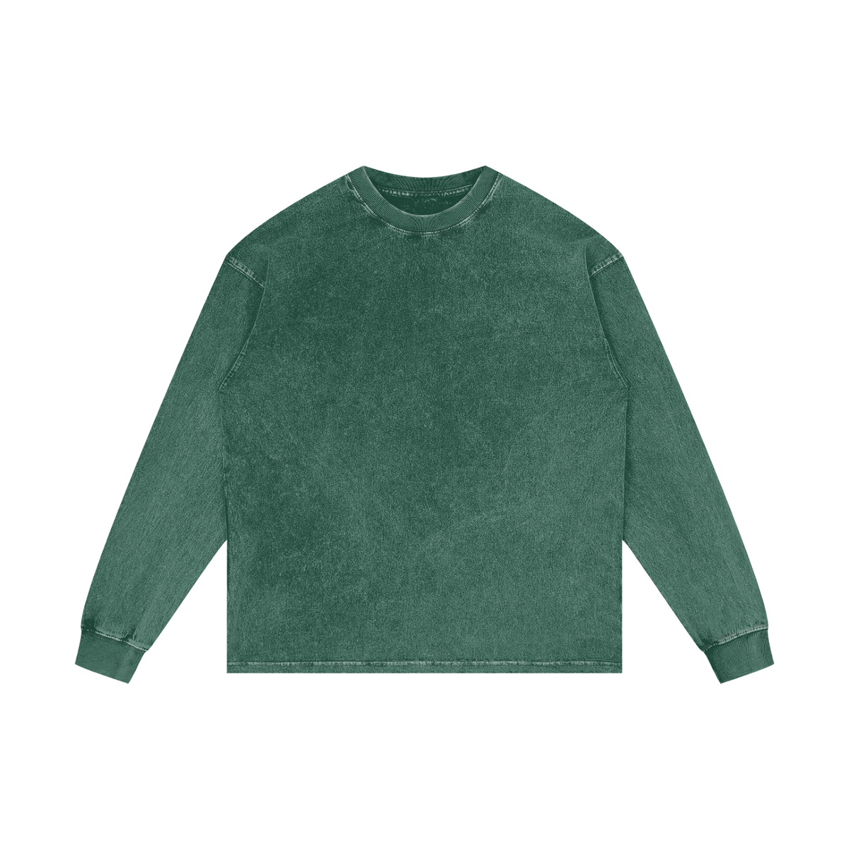 Unisex Acid Wash Oversize Long Sleeve T-Shirt in dark green