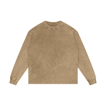 Unisex Acid Wash Oversize Long Sleeve T-Shirt in honey peach