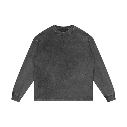 Unisex Acid Wash Oversize Long Sleeve T-Shirt in pirate gray