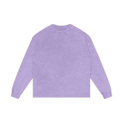 Unisex Acid Wash Oversize Long Sleeve T-Shirt in purple