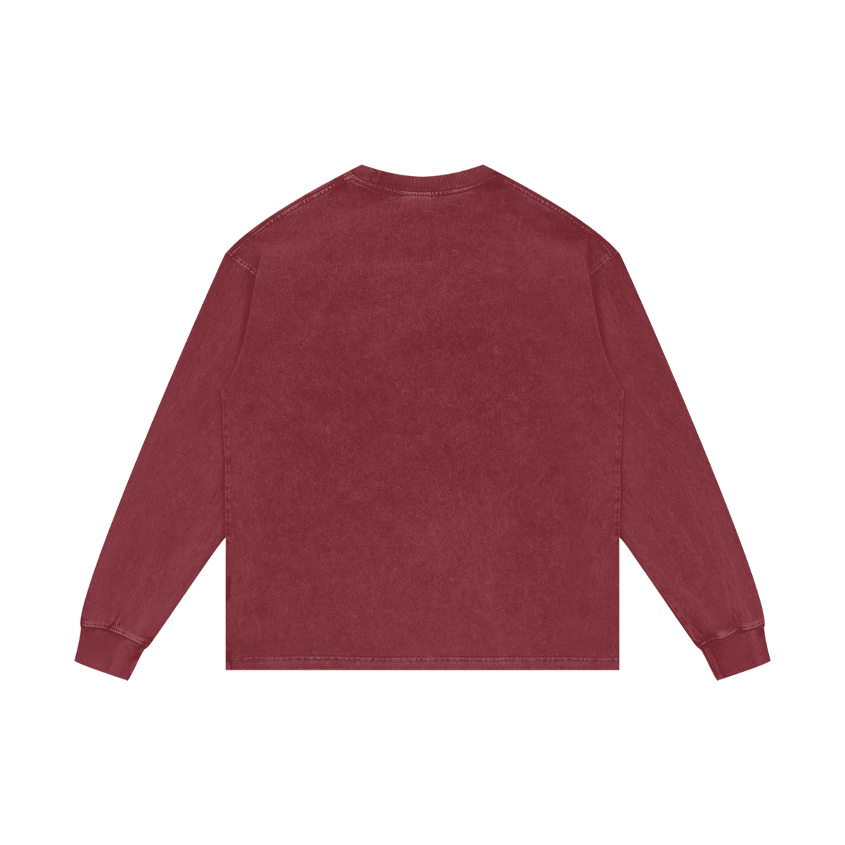 Unisex Acid Wash Oversize Long Sleeve T-Shirt in red, alternate angle