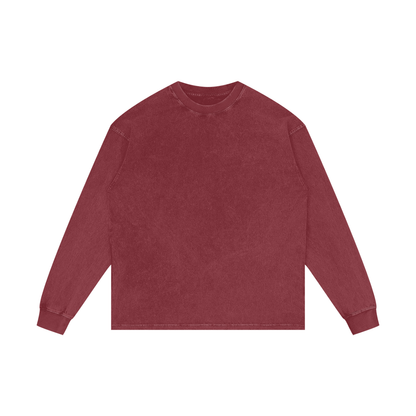 Unisex Acid Wash Oversize Long Sleeve T-Shirt in red