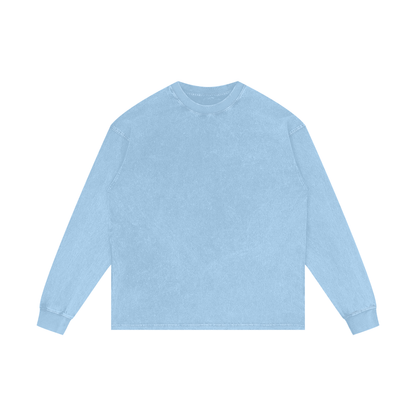 Unisex Acid Wash Oversize Long Sleeve T-Shirt in sky blue