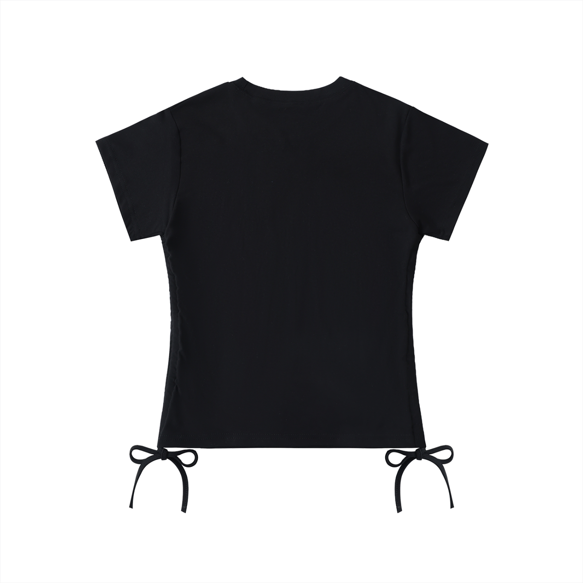 Unisex Bodycon Drawstring T-Shirt in black, alternate angle