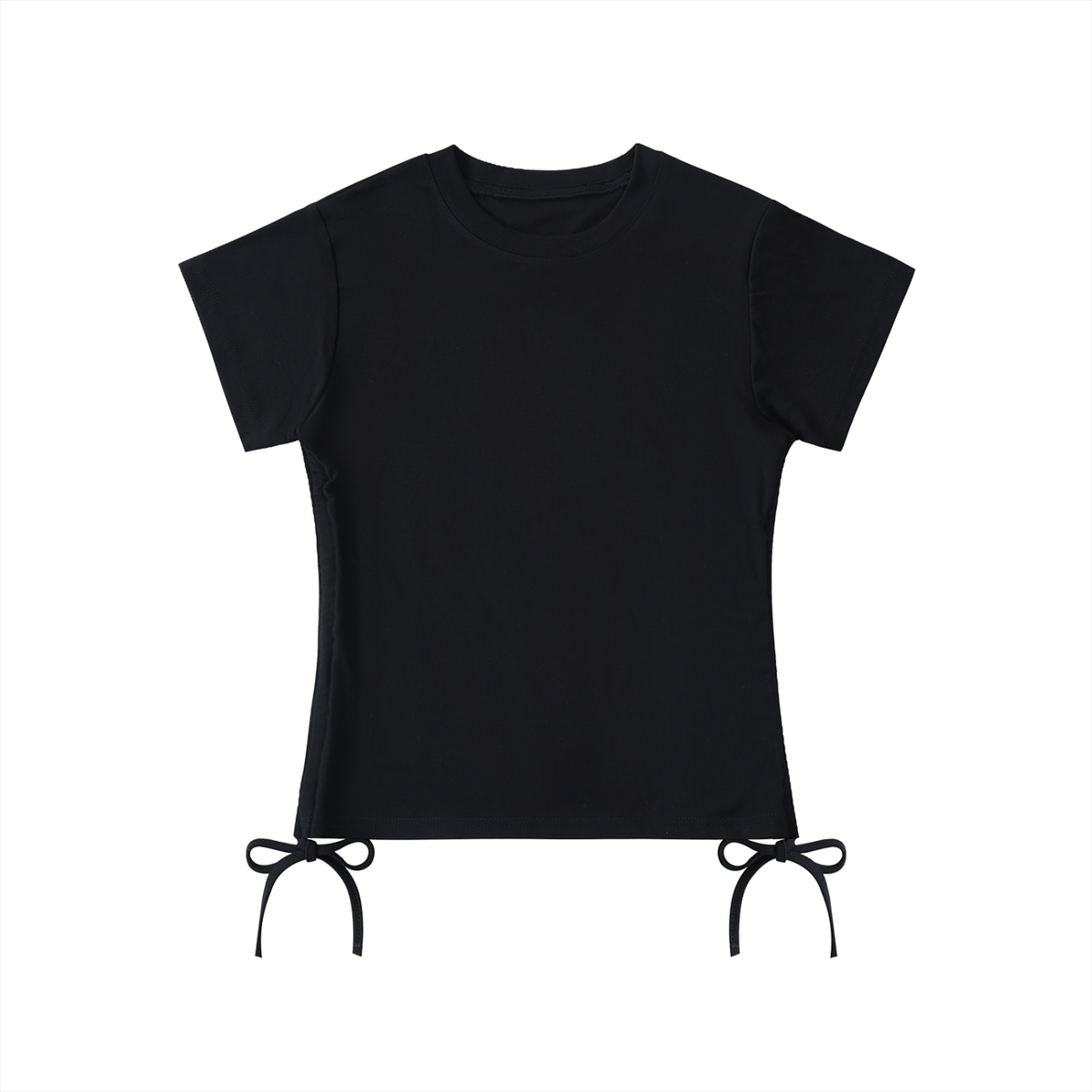 Unisex Bodycon Drawstring T-Shirt in black