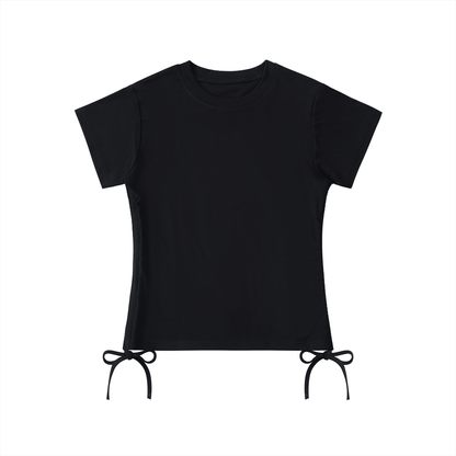 Unisex Bodycon Drawstring T-Shirt in black