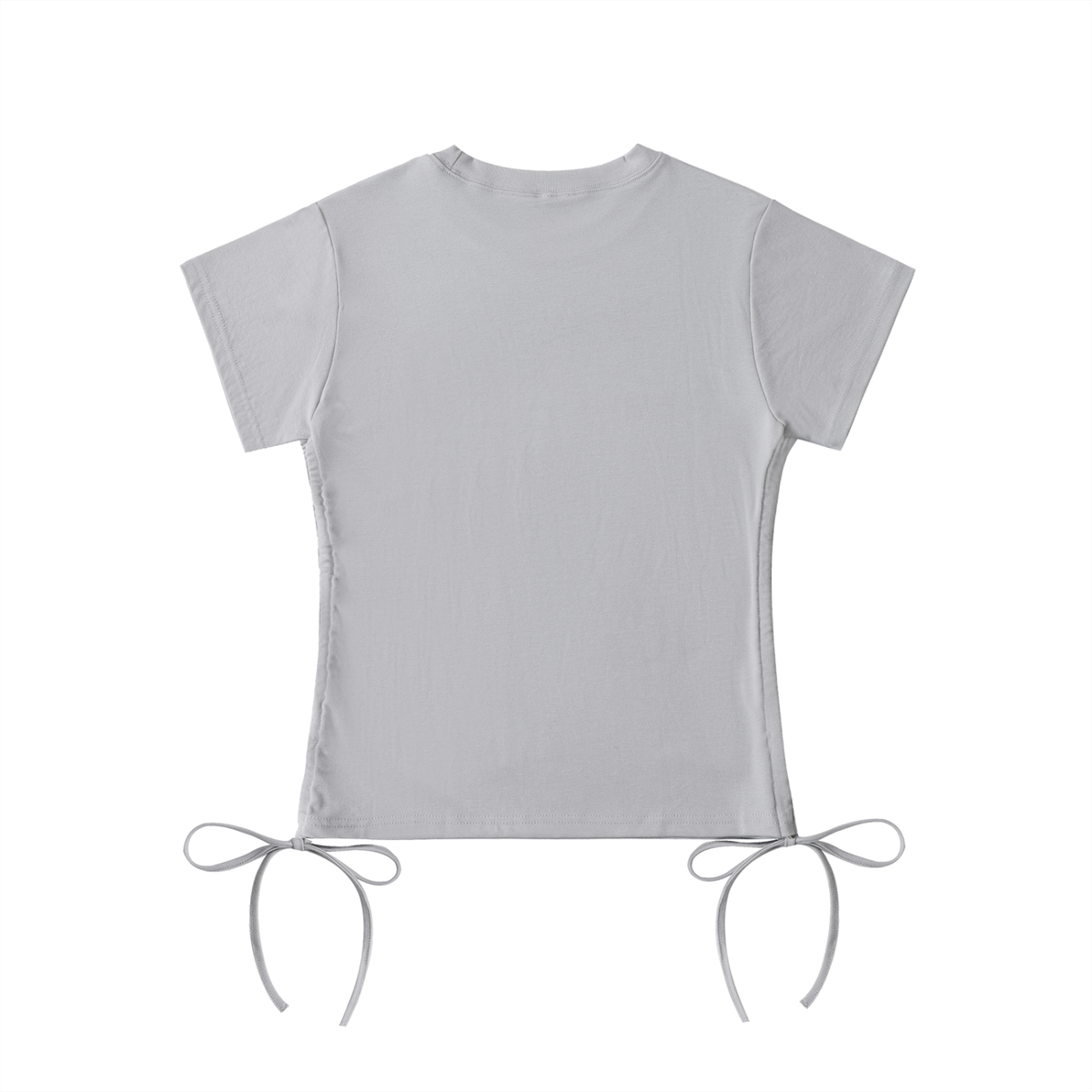 Unisex Bodycon Drawstring T-Shirt in light gray, alternate angle