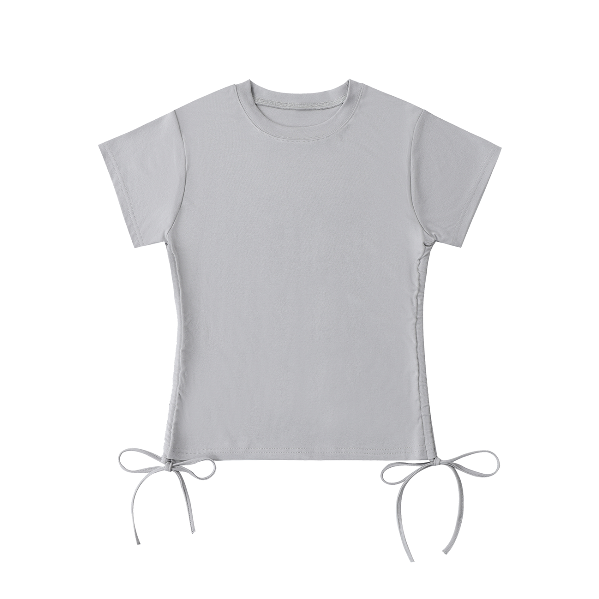 Unisex Bodycon Drawstring T-Shirt in light gray