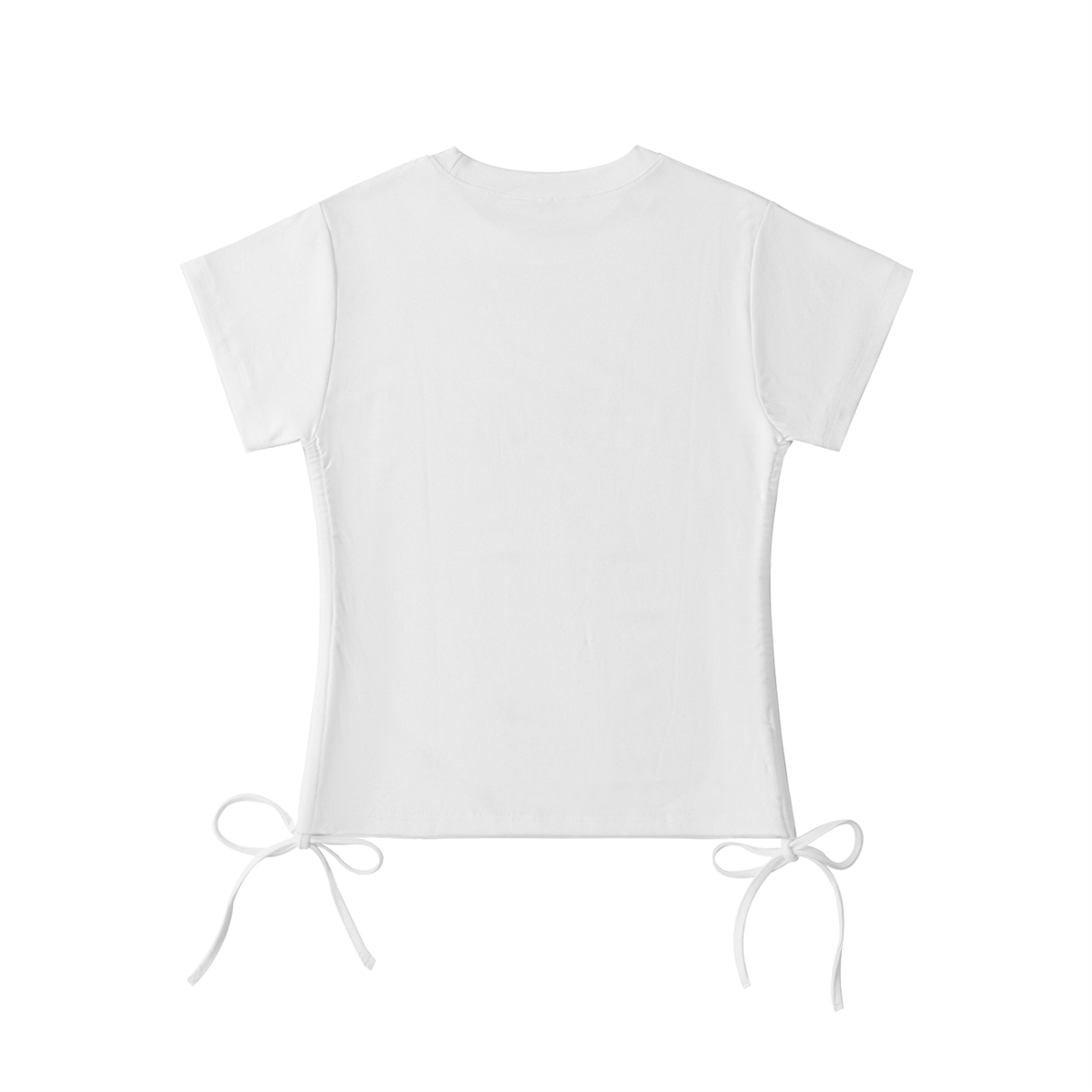 Unisex Bodycon Drawstring T-Shirt in white, alternate angle