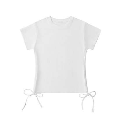 Unisex Bodycon Drawstring T-Shirt in white