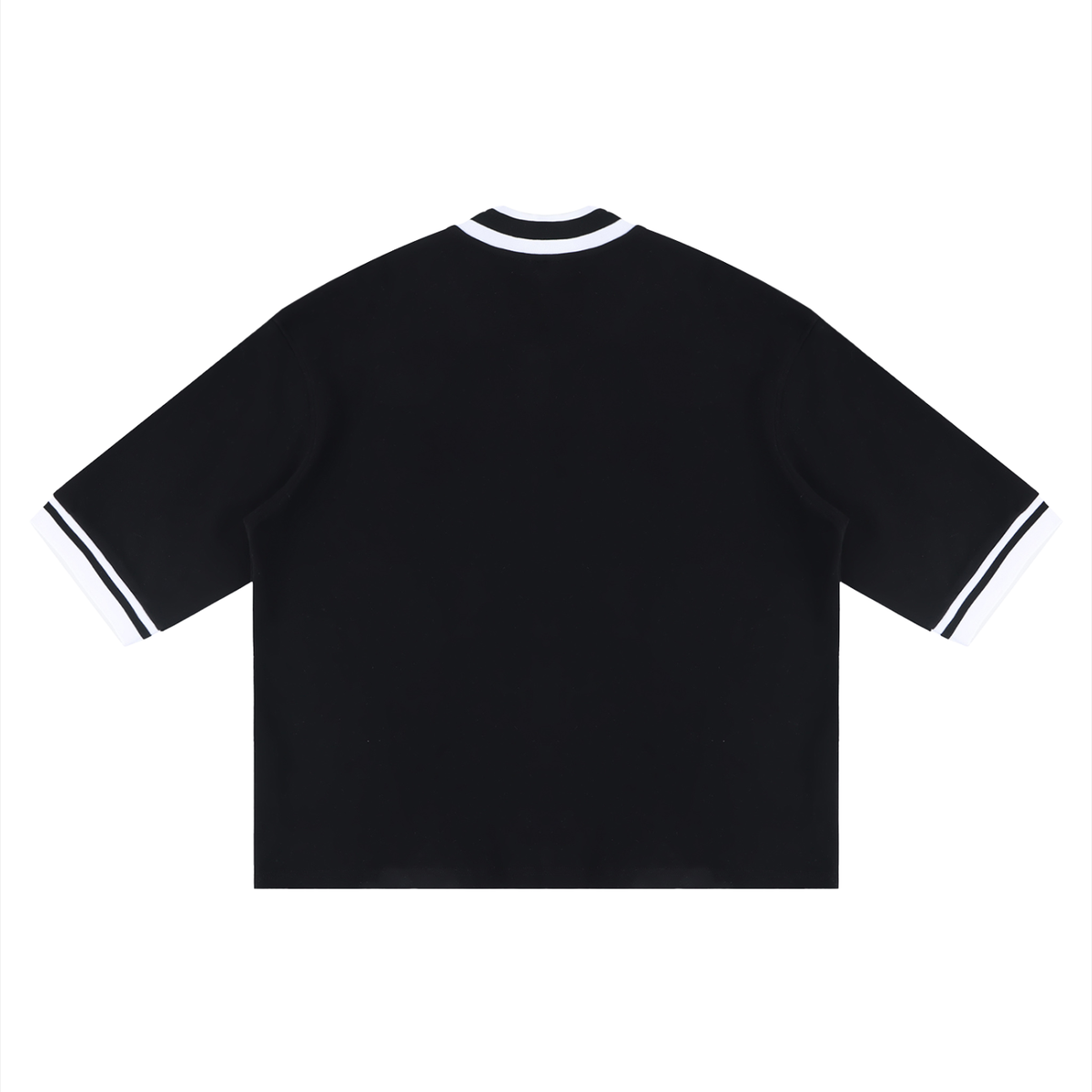 Unisex Boxy Baseball Jersey in black, alternate angle