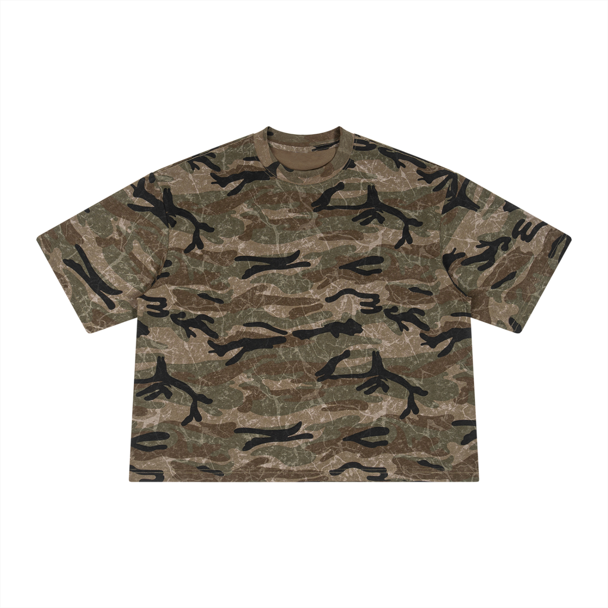 Unisex Boxy Camo Print T-Shirt in green camo