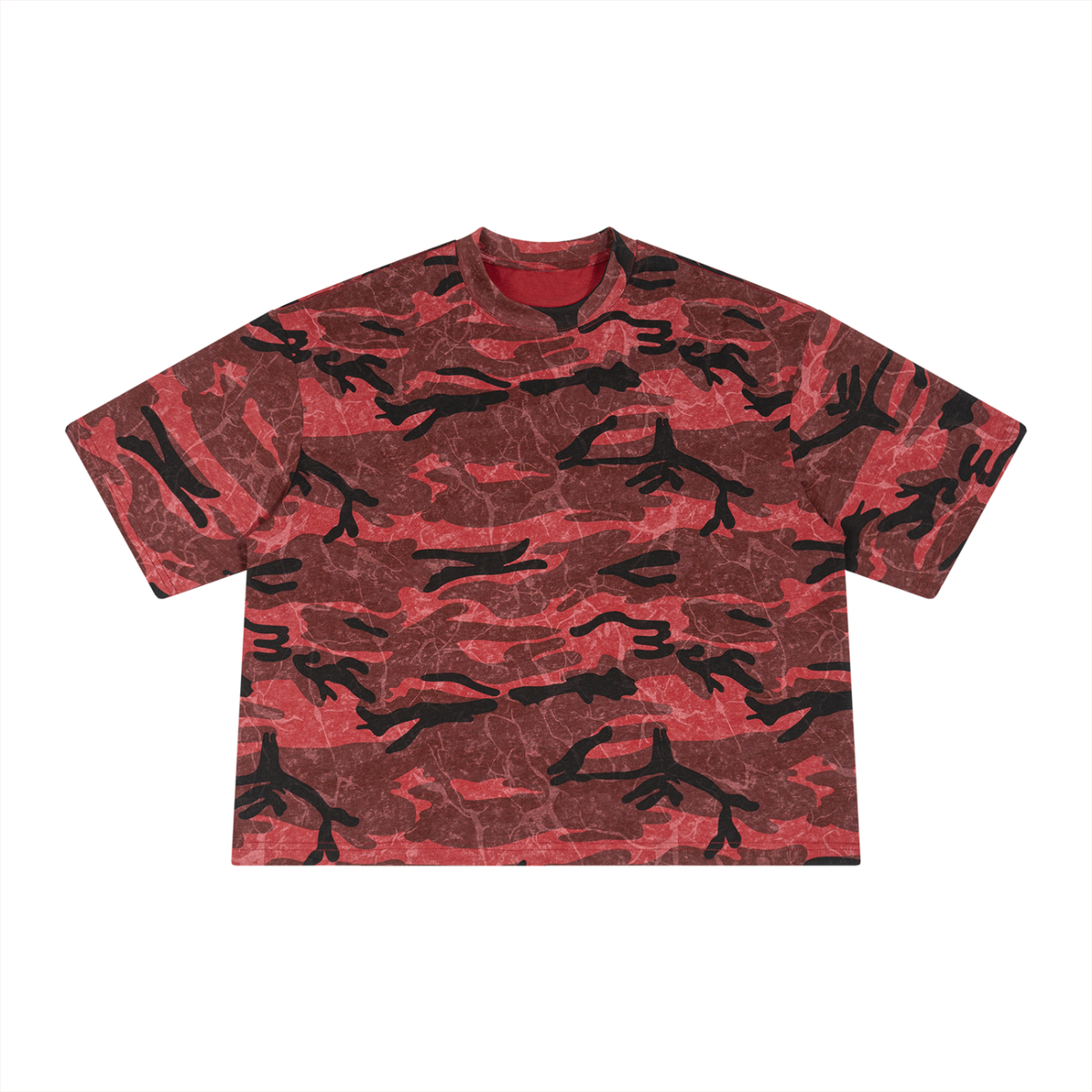 Unisex Boxy Camo Print T-Shirt in red camo