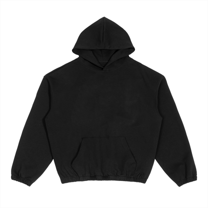 Unisex Boxy Cinched Hem Hoodie in black