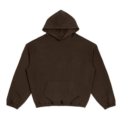 Unisex Boxy Cinched Hem Hoodie in brown