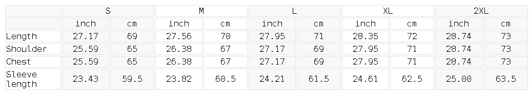 Size chart for the Unisex Boxy Cinched Hem Hoodie