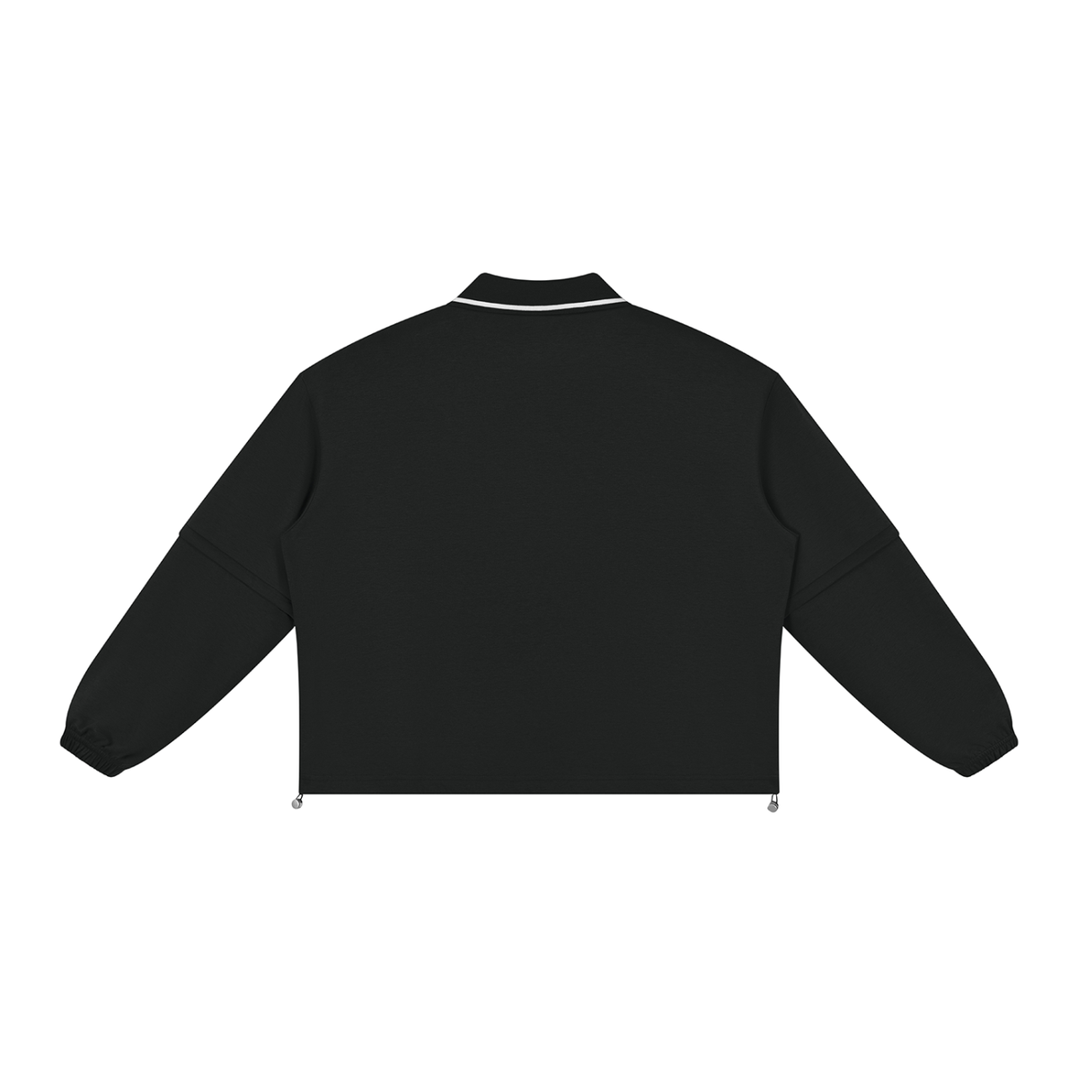 Unisex Boxy Collared Detachable Sweatshirt in black, alternate angle