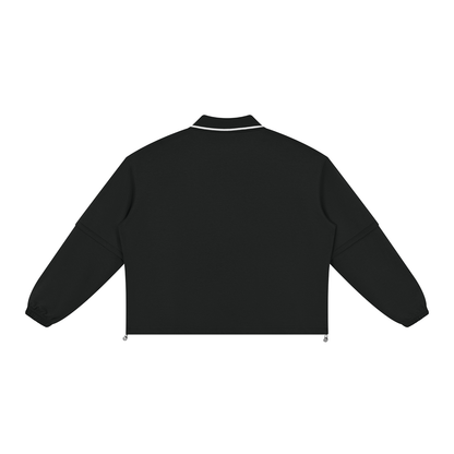 Unisex Boxy Collared Detachable Sweatshirt in black, alternate angle