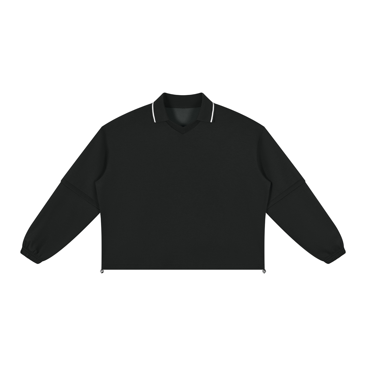 Unisex Boxy Collared Detachable Sweatshirt in black