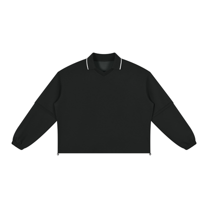 Unisex Boxy Collared Detachable Sweatshirt in black