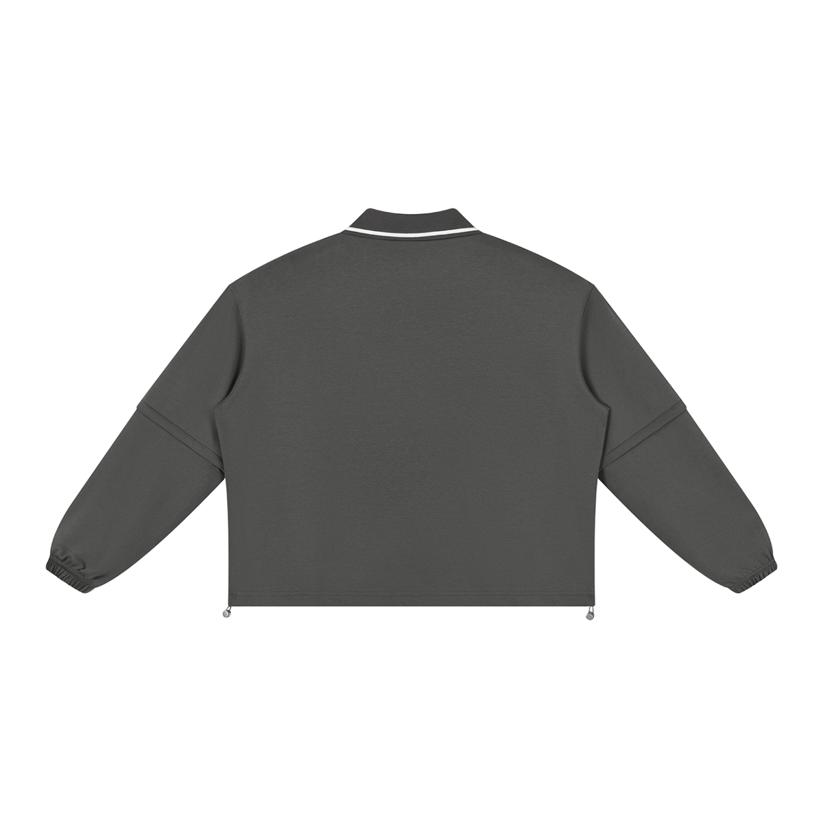 Unisex Boxy Collared Detachable Sweatshirt in dark gray, alternate angle