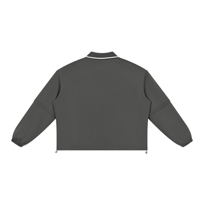 Unisex Boxy Collared Detachable Sweatshirt in dark gray, alternate angle