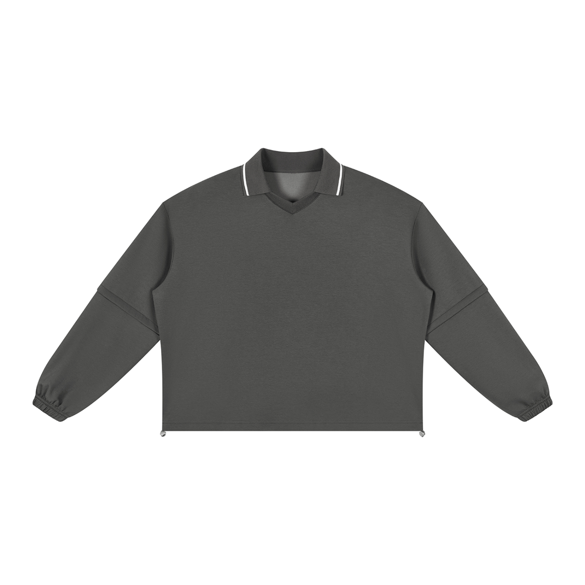 Unisex Boxy Collared Detachable Sweatshirt in dark gray