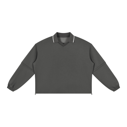 Unisex Boxy Collared Detachable Sweatshirt in dark gray
