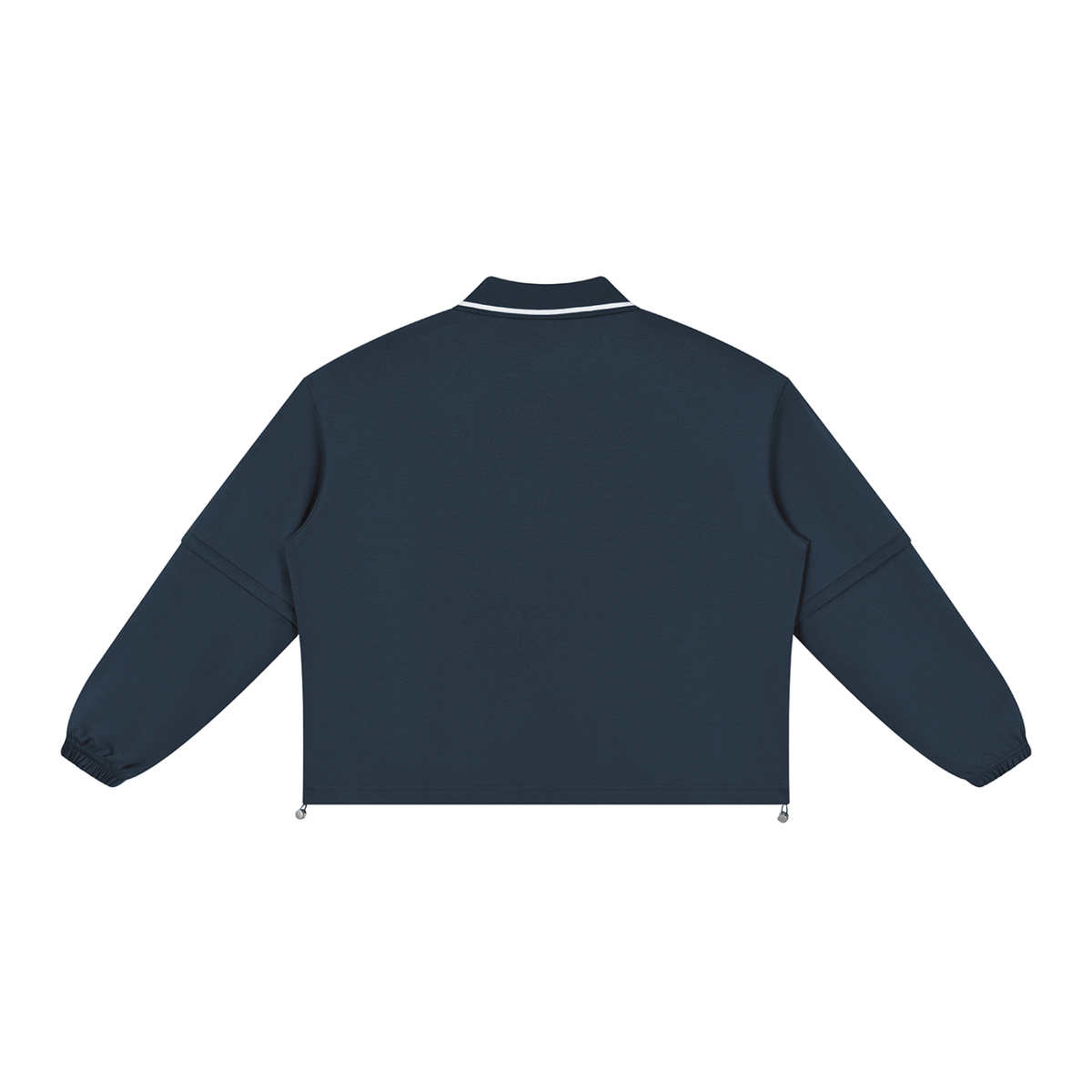 Unisex Boxy Collared Detachable Sweatshirt in navy blue, alternate angle