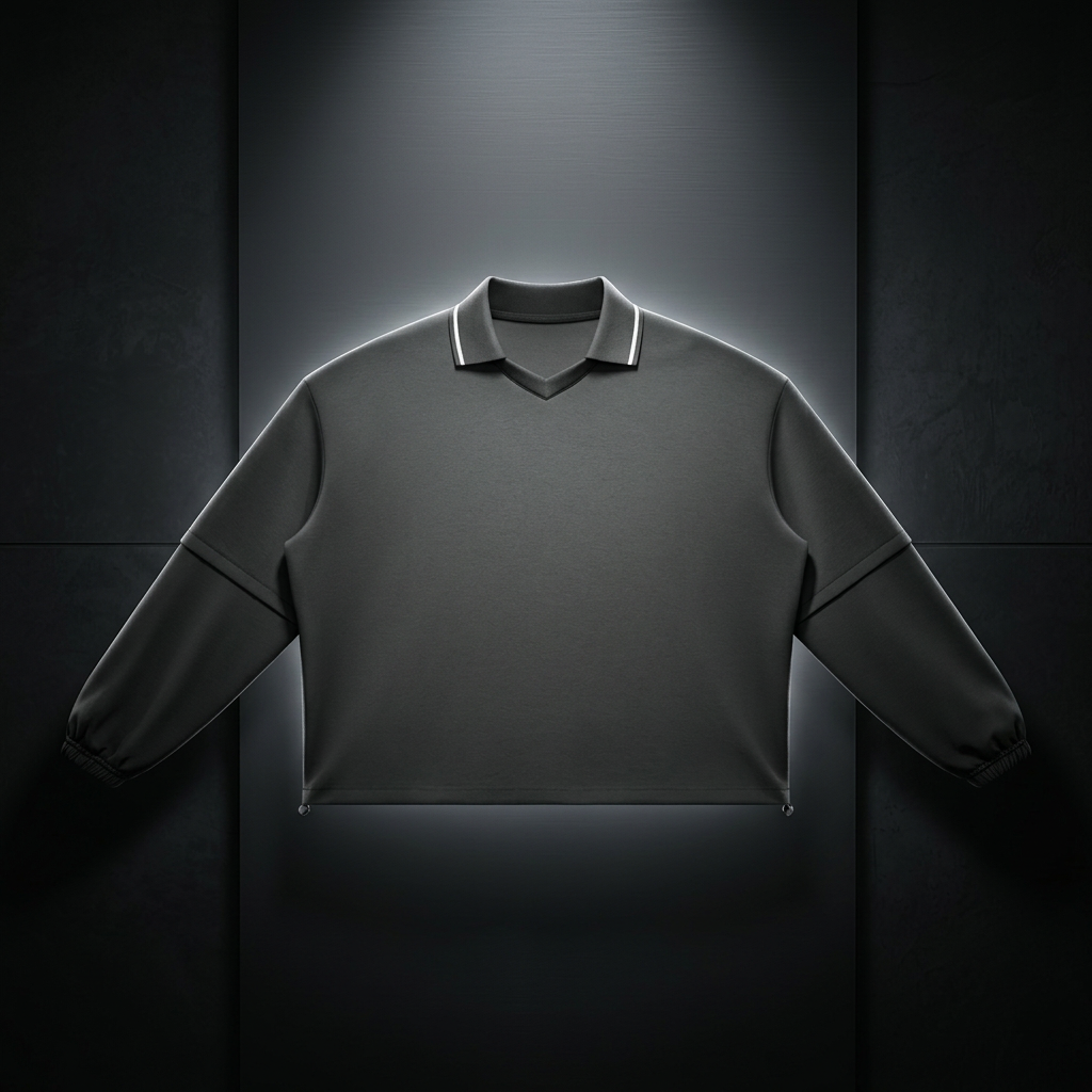 Unisex Boxy Collared Detachable Sweatshirt, view 1