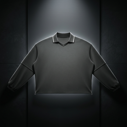 Unisex Boxy Collared Detachable Sweatshirt, view 1