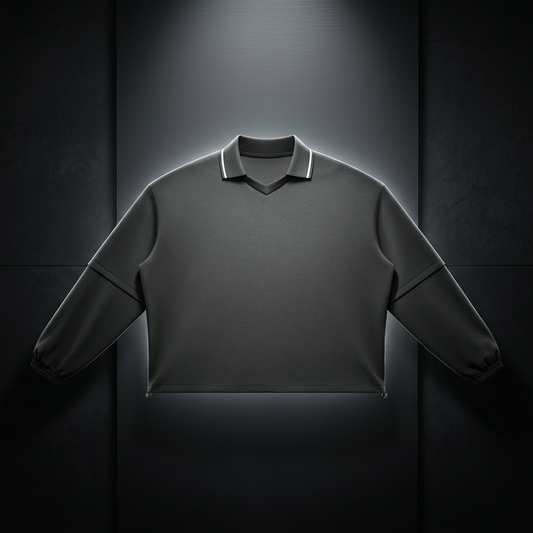 Unisex Boxy Collared Detachable Sweatshirt, view 1