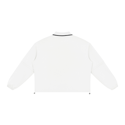 Unisex Boxy Collared Detachable Sweatshirt in white, alternate angle