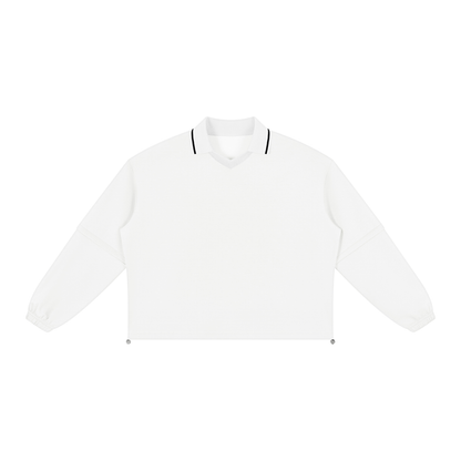 Unisex Boxy Collared Detachable Sweatshirt in white