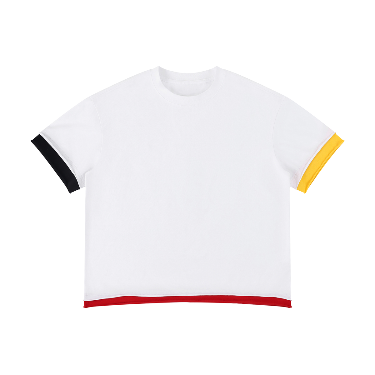 Unisex Boxy Color Block T-Shirt in white with red