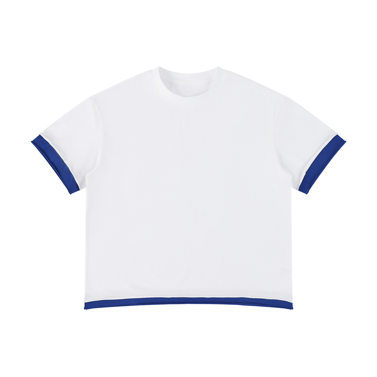 Unisex Boxy Color Block T-Shirt in white with royal blue