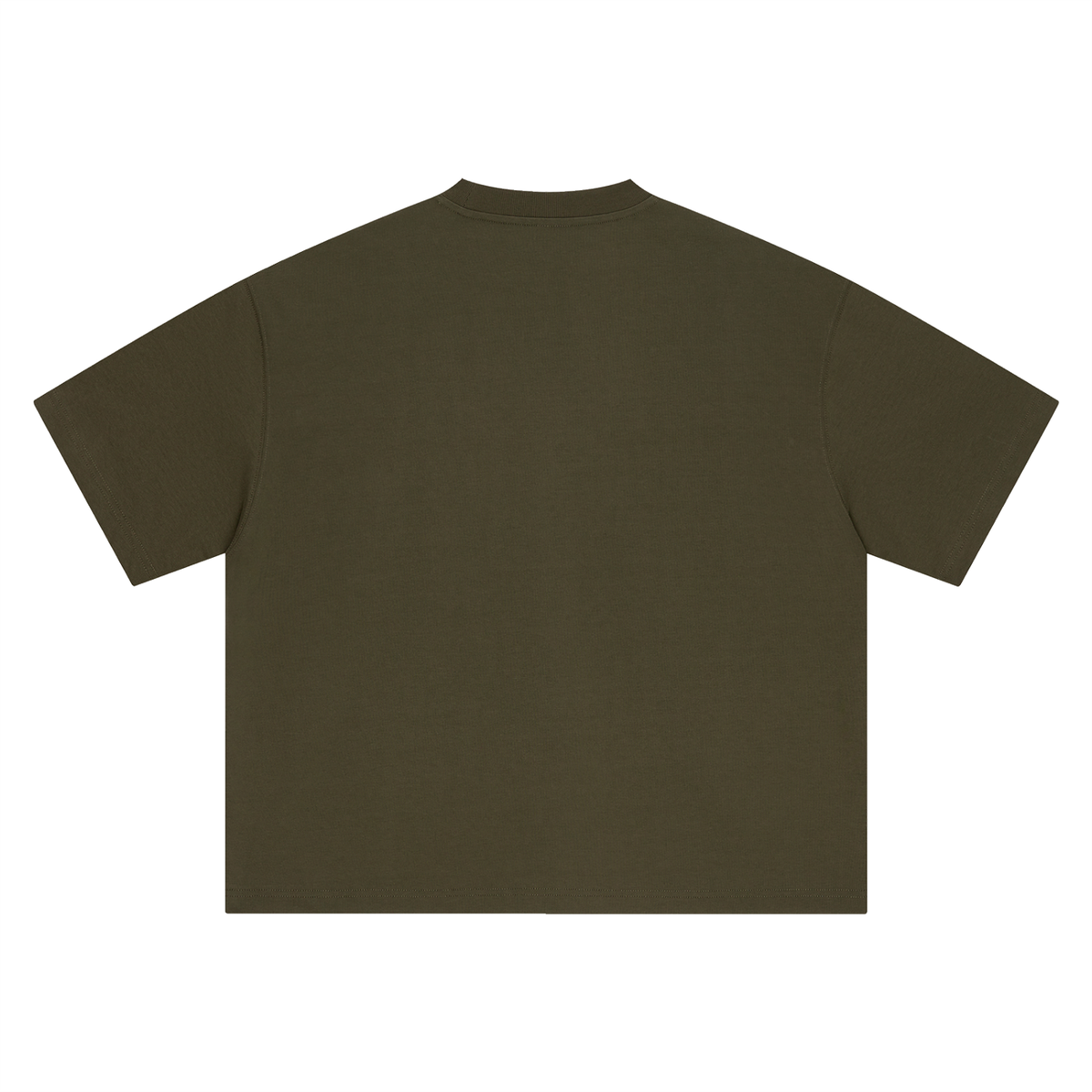 Unisex Boxy Drop Shoulder Cotton T-Shirt in army green, alternate angle