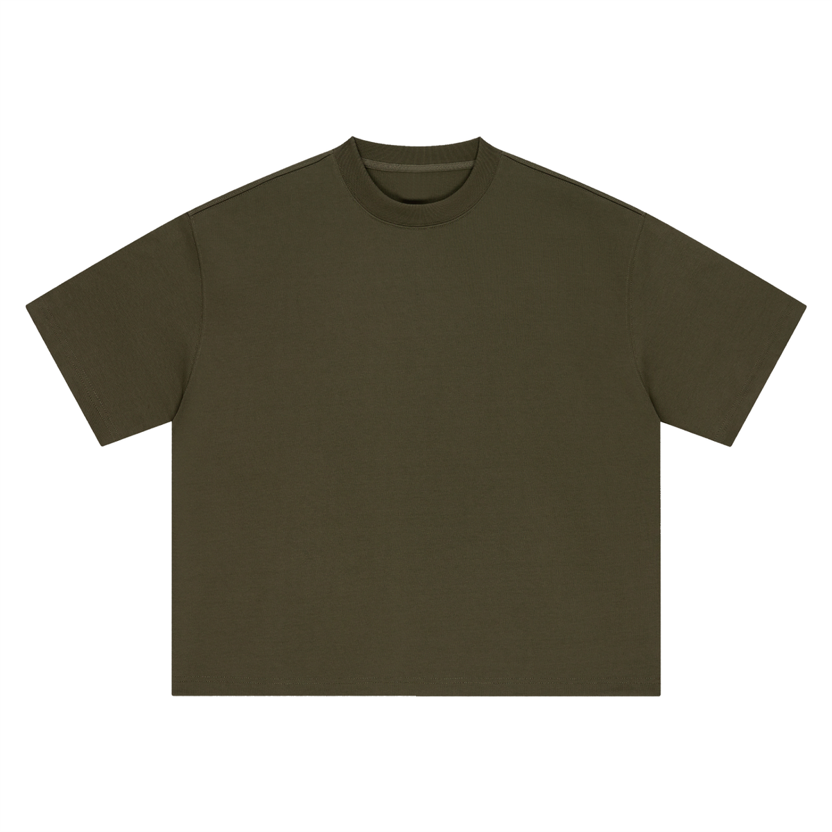 Unisex Boxy Drop Shoulder Cotton T-Shirt in army green