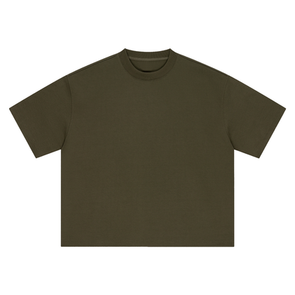 Unisex Boxy Drop Shoulder Cotton T-Shirt in army green