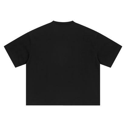 Unisex Boxy Drop Shoulder Cotton T-Shirt in black, alternate angle