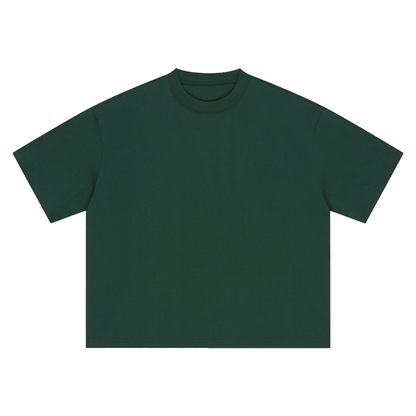 Unisex Boxy Drop Shoulder Cotton T-Shirt in dark green